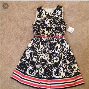 Blue and Coral Business Casual Dress